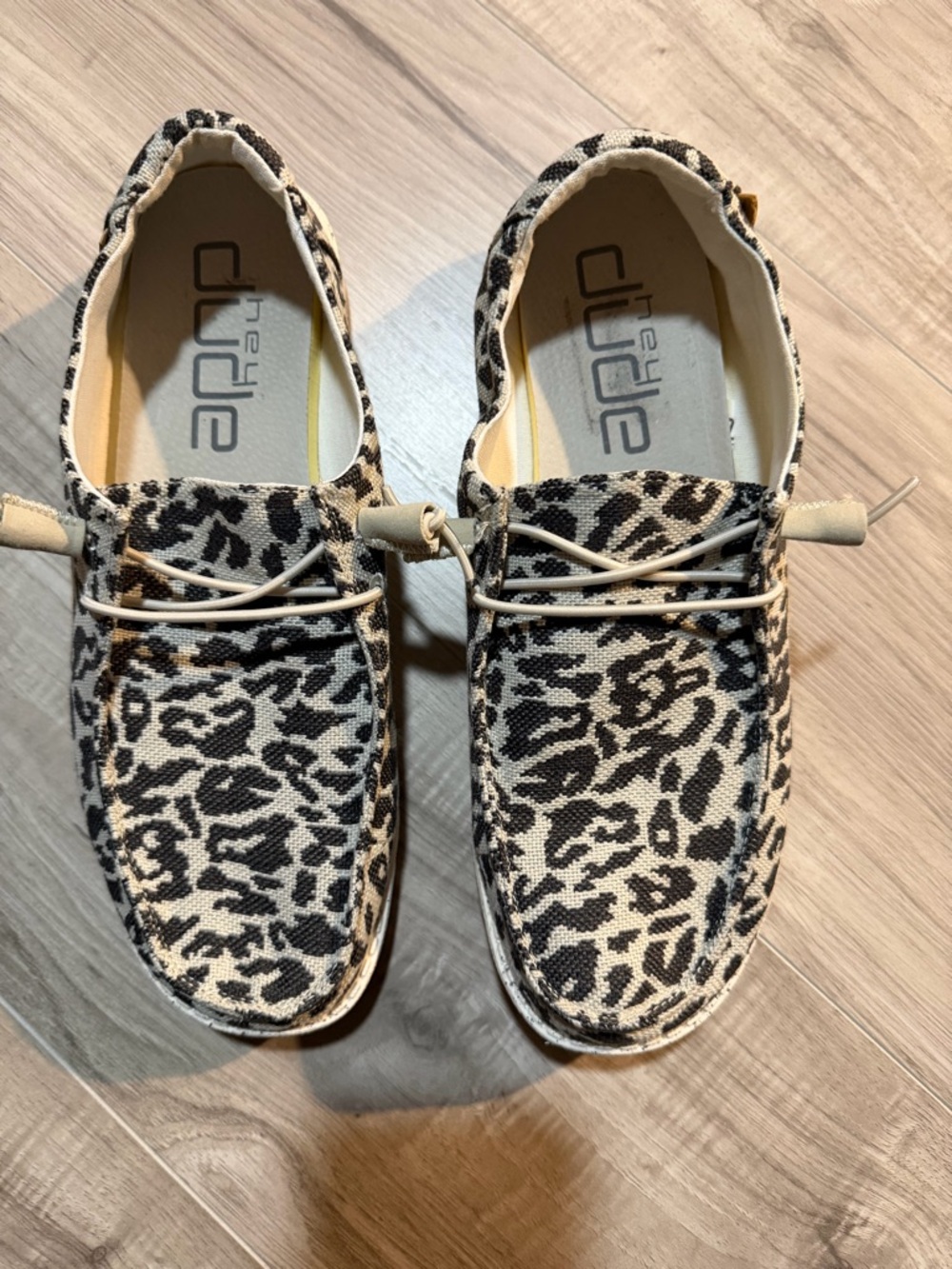 Hey Dude Leopard Canvas Slip-On Loafers - Black & Cream women’s 11